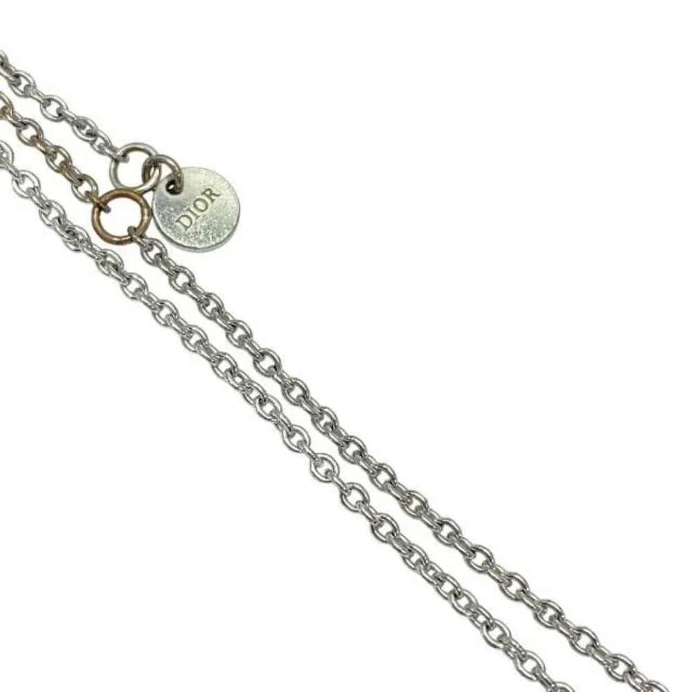 Christian Dior Bracelet Bangle Clair D LUNE CD Logo Metal Rhinestone Silver - Picture 4 of 8